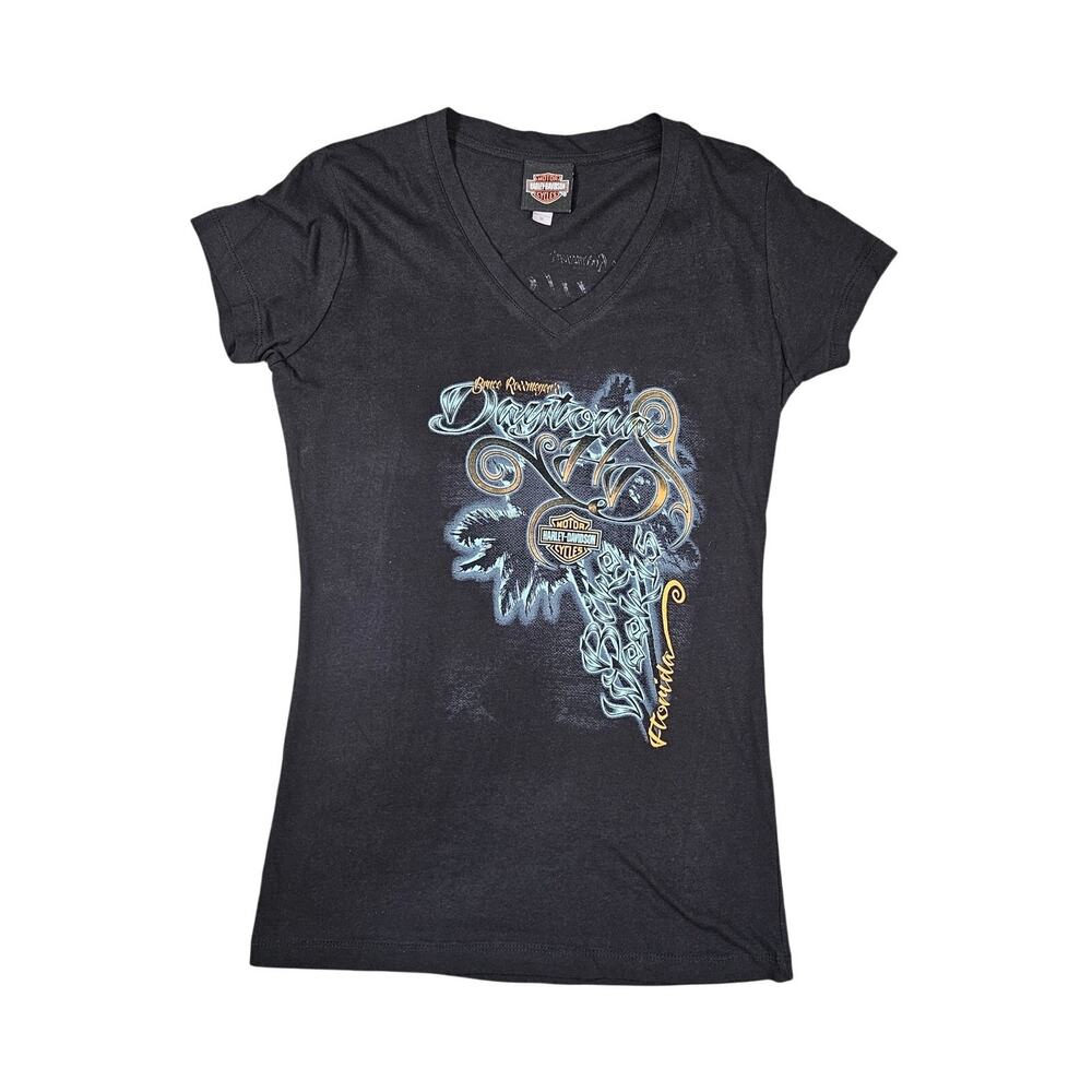 HARLEY-DAVIDSON WOMEN’S GRAPHIC TEE – SIZE M – 2011 FREE RUNNER DAYTONA EDITION